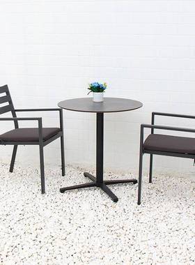 优澜户外家具餐桌椅休闲庭院露天外摆铝合金HPL圆桌花园阳台桌椅