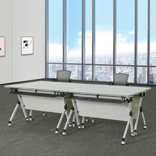 会议桌异形拼接办公桌学生培训机构折叠条桌带轮侧翻培训桌椅组合