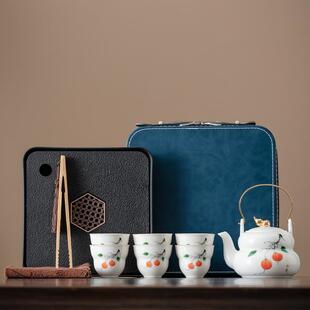 茶具套装提梁壶一壶六杯带收纳包户外露营便捷式旅行送礼泡茶壶盘