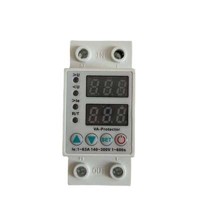 自复式可调浪泳保护器LED双显示63A220V数显过欠压限电流保护