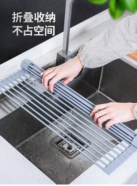 （标准价）O-0329LS圆形可折叠沥水架碗碟架沥水篮置物架洗碗架