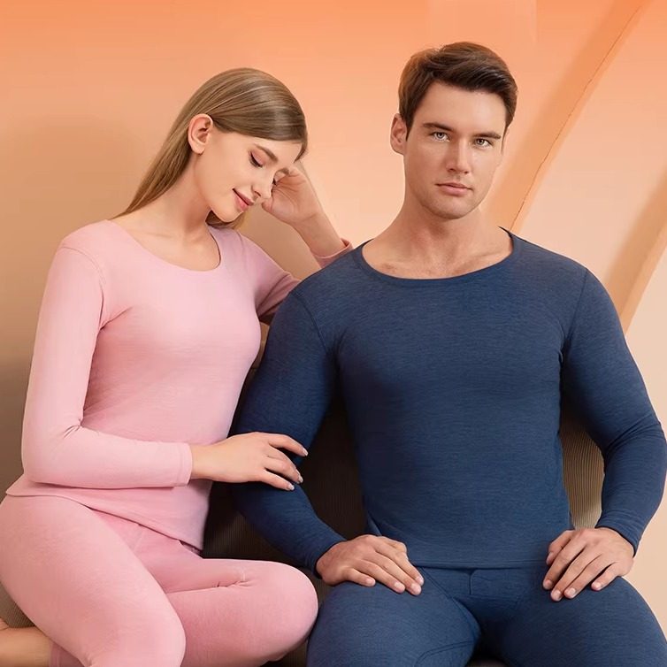 SNOW FLYING/雪中飞男女情侣保暖套装2025秋冬羊绒蚕丝双面磨毛E1