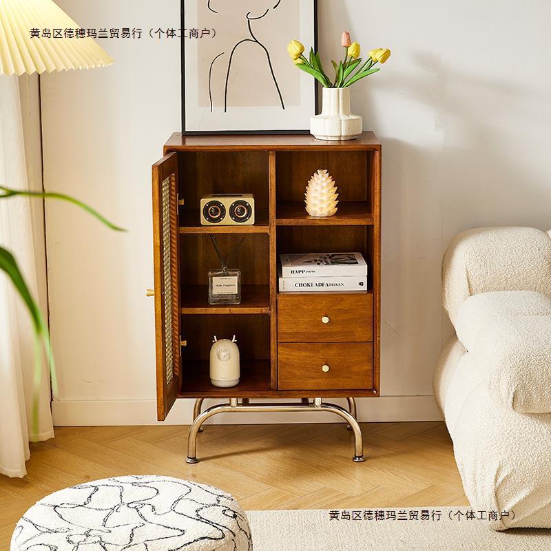 复古日式靠墙收纳客厅藤编艾森朗特储物柜置物家用实木餐边柜包邮