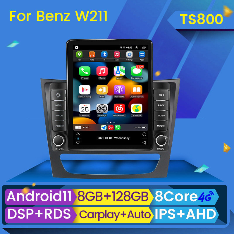 适用石碑机05-08款奔驰E级W211CLS竖屏车载安卓导航仪无线carplay