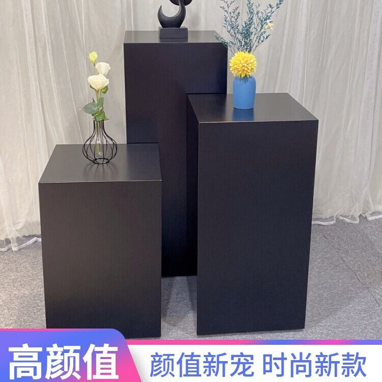 木质黑色烤漆展示台橱窗长方形地台工艺品陈列架模特道具摄影摆台