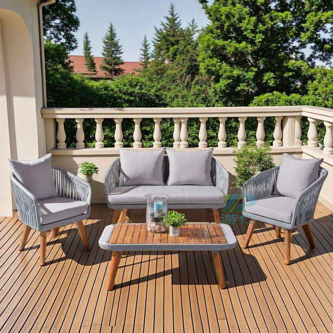 户外绳编沙发庭院花园阳台休闲小区售楼部藤柚木沙发组合防水防晒,农用物资,其他肥料,淘宝优惠券,粉丝福利购,淘宝优惠卷