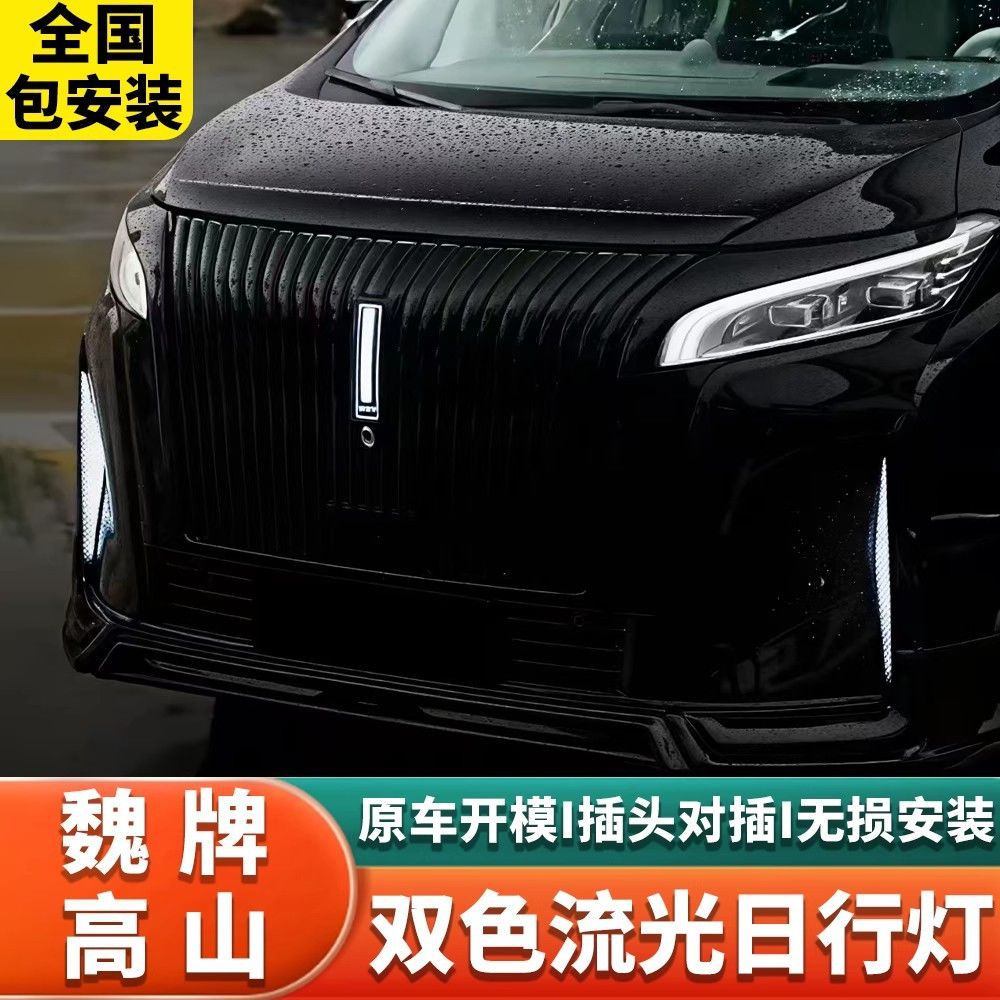 适用于魏派高山发光车标7/8/9日行灯双色转向灯流水灯水晶LED改装