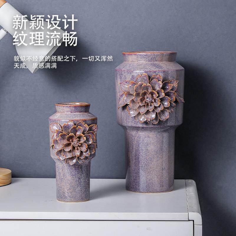 爆款陶瓷花瓶花盆重工艺贴花安装花釉欧美风格软装家居摆饰工艺品