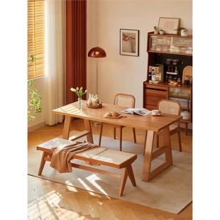 北欧樱桃木餐桌椅组合家用小户型饭桌客厅书桌日式原木风实木餐桌