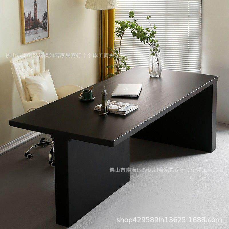 全实木台式电脑桌简约现代办公桌老板桌书桌写字桌设计师工作台