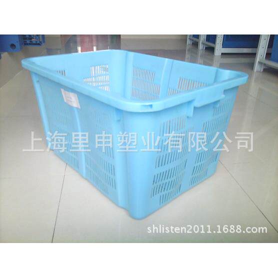塑料周转筐网格塑料筐630可套叠周转筐蓝色环保蔬菜水果筐浙江