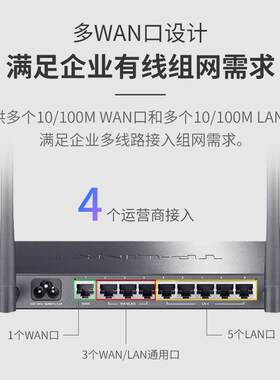 TP-LINK8口企业无线路由器9口千兆有线端口多WAN接口6孔百兆家