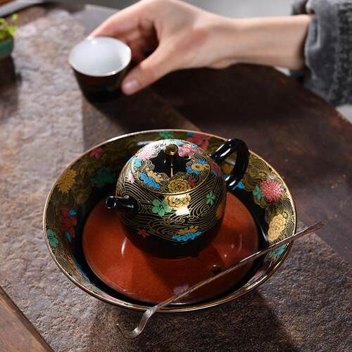 海浪壶承圆形茶承壶托小型干泡台茶托家用陶瓷蓄水养壶垫