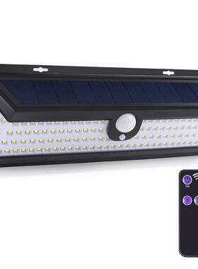 太阳能庭院灯三面发光118LED户外人体感应灯壁灯爆款智能