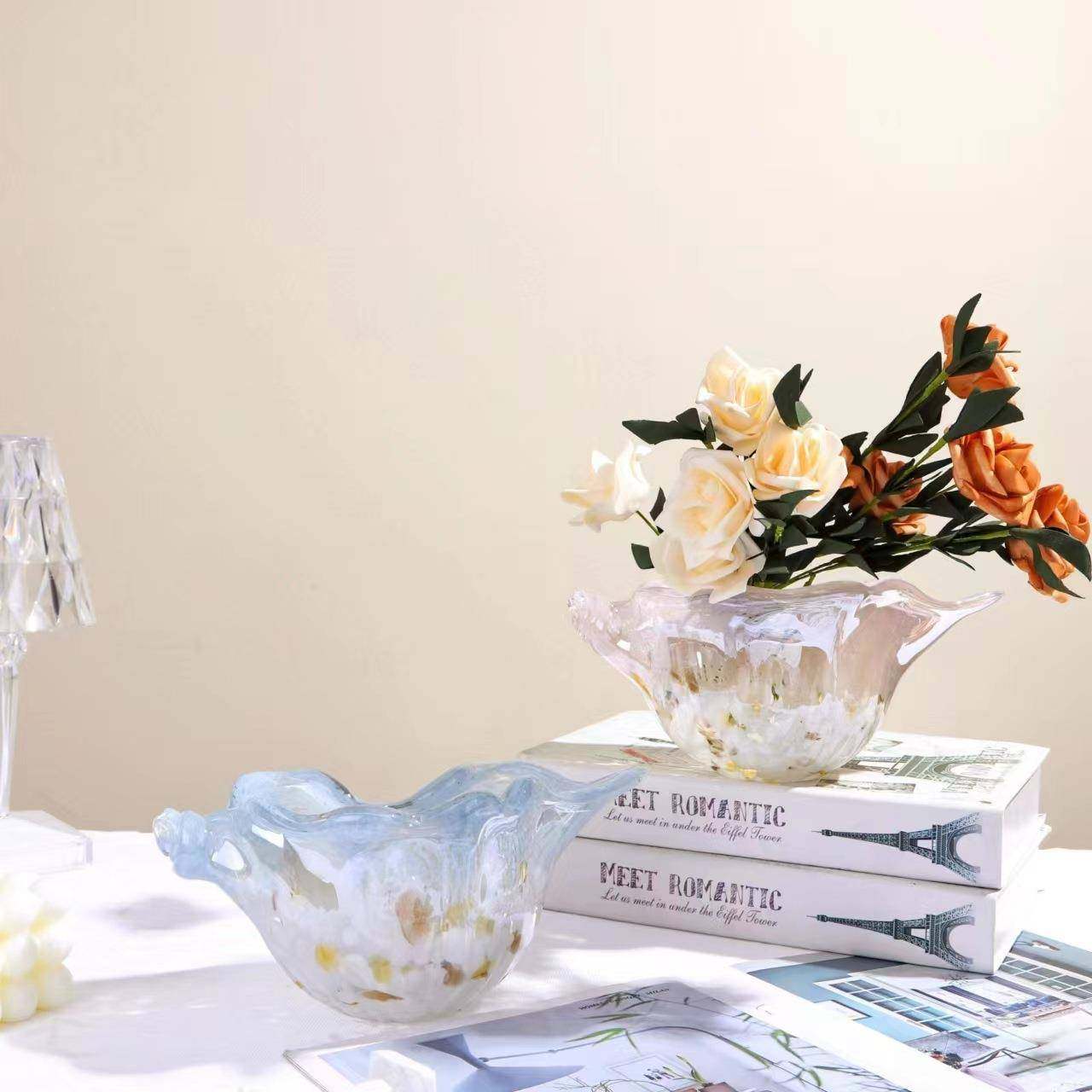 墨雨云烟玻璃海螺果盘花瓶实用水培花器插花客厅茶几电视柜装饰,机械设备,其他机械设备,淘宝优惠券,粉丝福利购,淘宝优惠卷