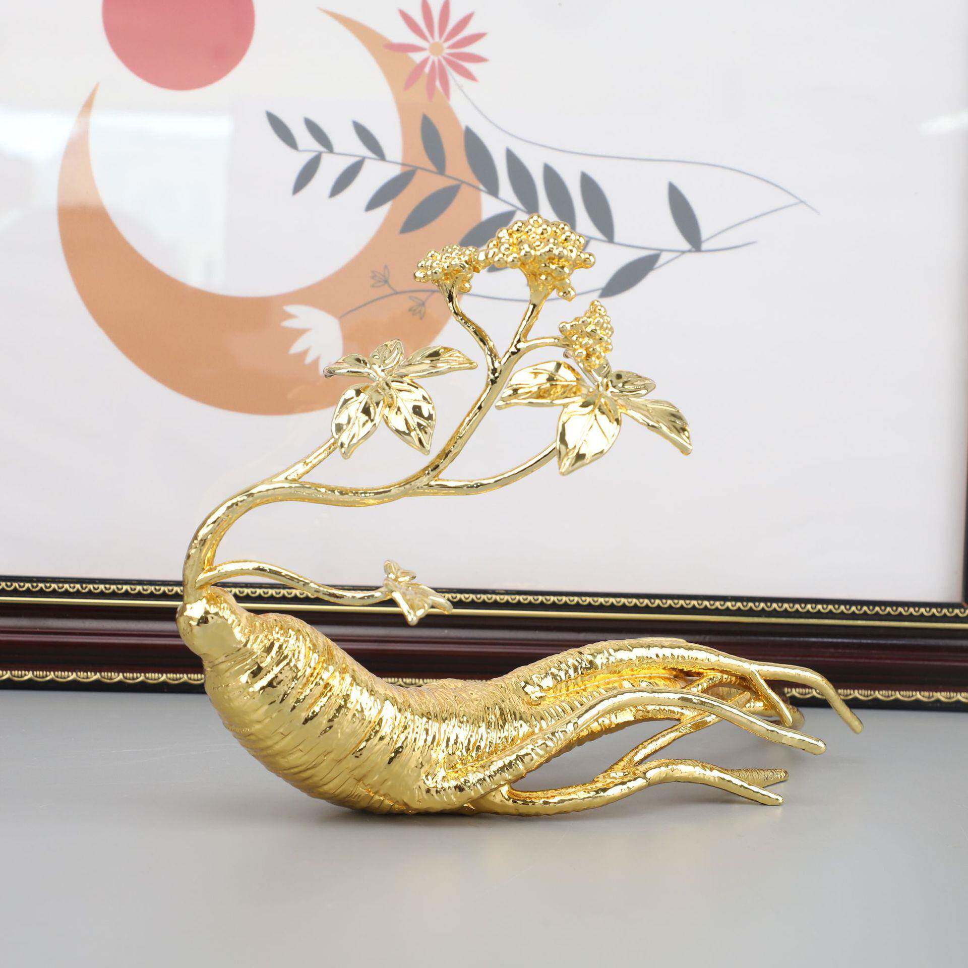 现代简约创意金属人参摆件样板房书房软装饰品家居玄关柜工艺品