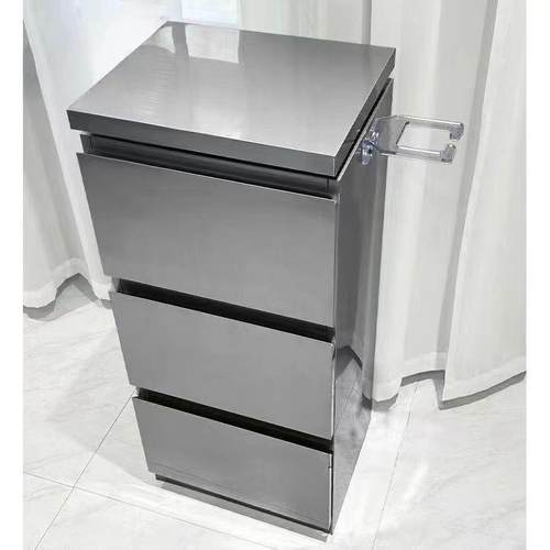 美发店不锈钢剪发柜子发廊储物架小柜推车简约理发店工具柜