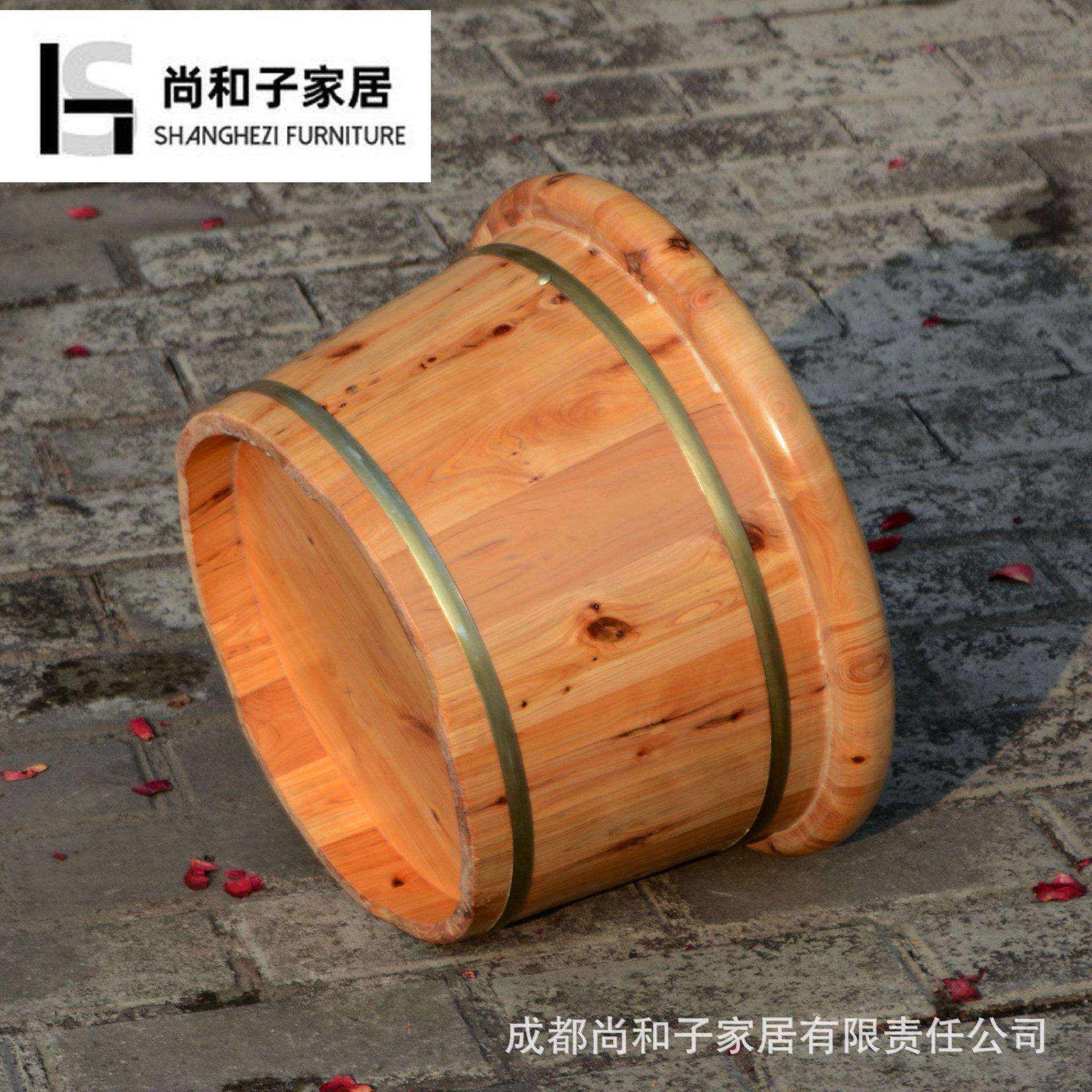 香柏木足浴泡脚桶木盆家用木质洗脚盆双人足疗小木盆实木保温成人