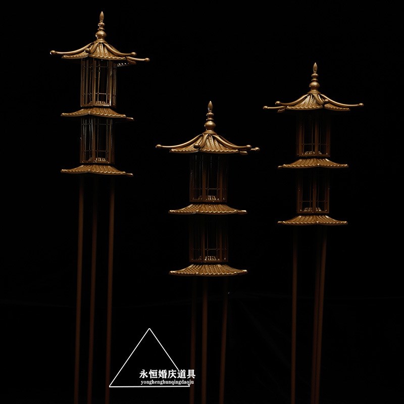 新款新中式路引双层六角亭中式路引婚庆道具婚礼屏风路引舞台摆件