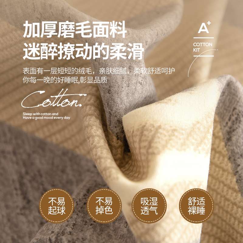 北欧秋冬加厚磨毛床上四件套2024新款否纯棉纯棉被套床单人三件套