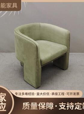 厂家直销客厅单椅现代简约商用样板房家具绿色沙发椅公共区洽