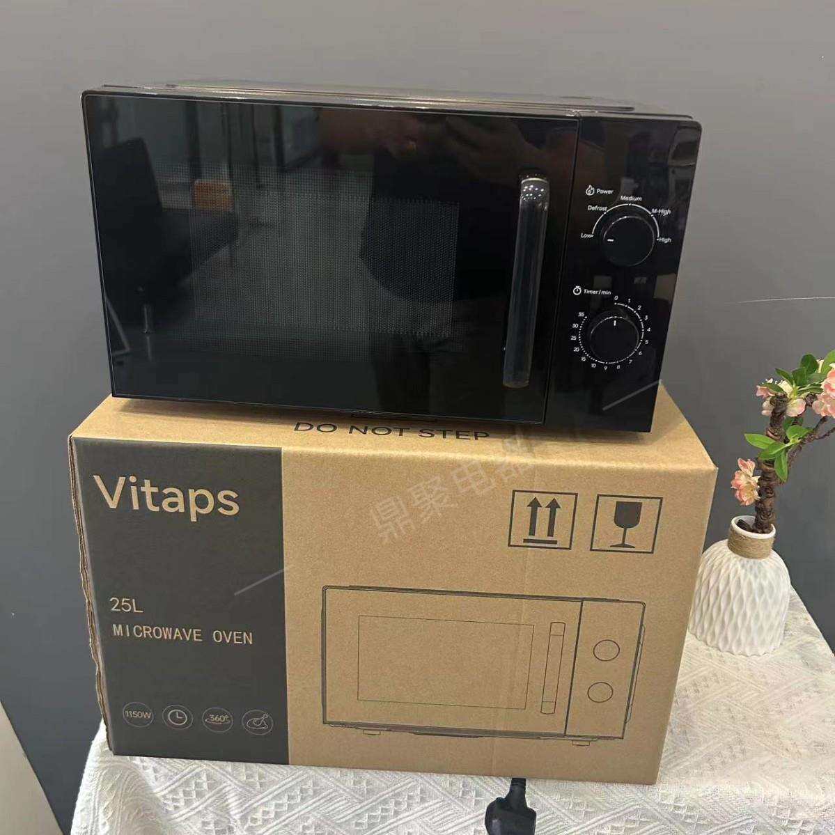 英文外贸大容量多功能微波炉家用转盘式可视加热微波烤箱欧规现货