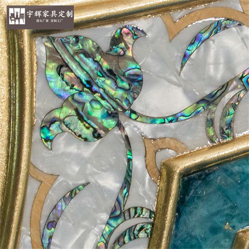 卡斯帕尼别墅欧式奢华实木雕花沙发法式贝壳拼花豪华布艺沙发茶几