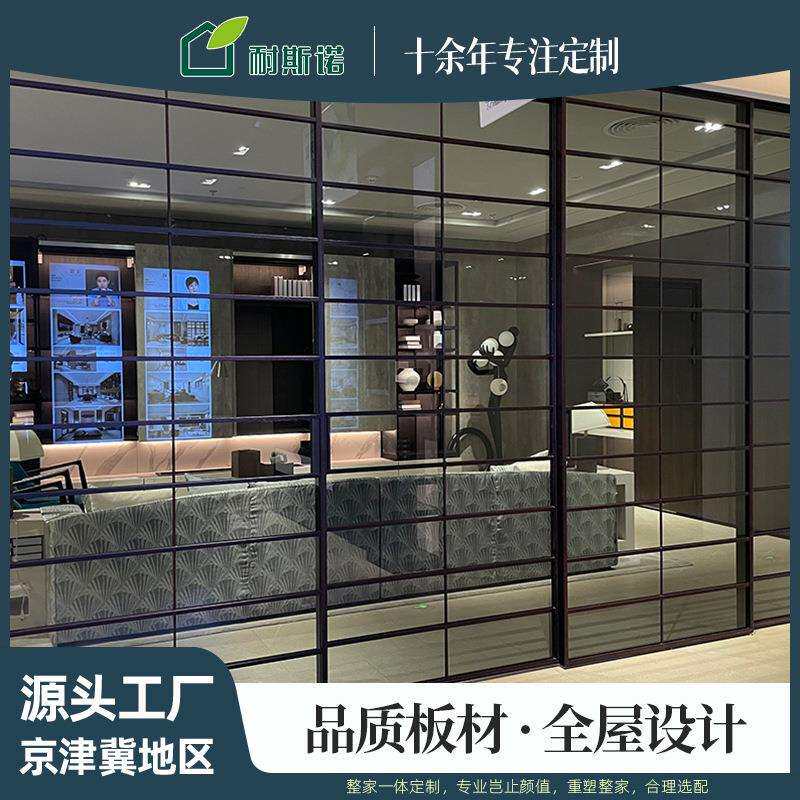 北京定制推拉门玻璃门格栅门钛镁铝合金客厅平移门钢化玻璃门