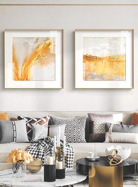 虹光现代轻奢风格客厅装饰画黄色白色金箔墙画玄关餐厅卧室挂画