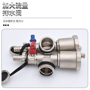 地暖分水器自动排气阀多功能放气泄水阀门分水器三尾件DN25 1寸铜