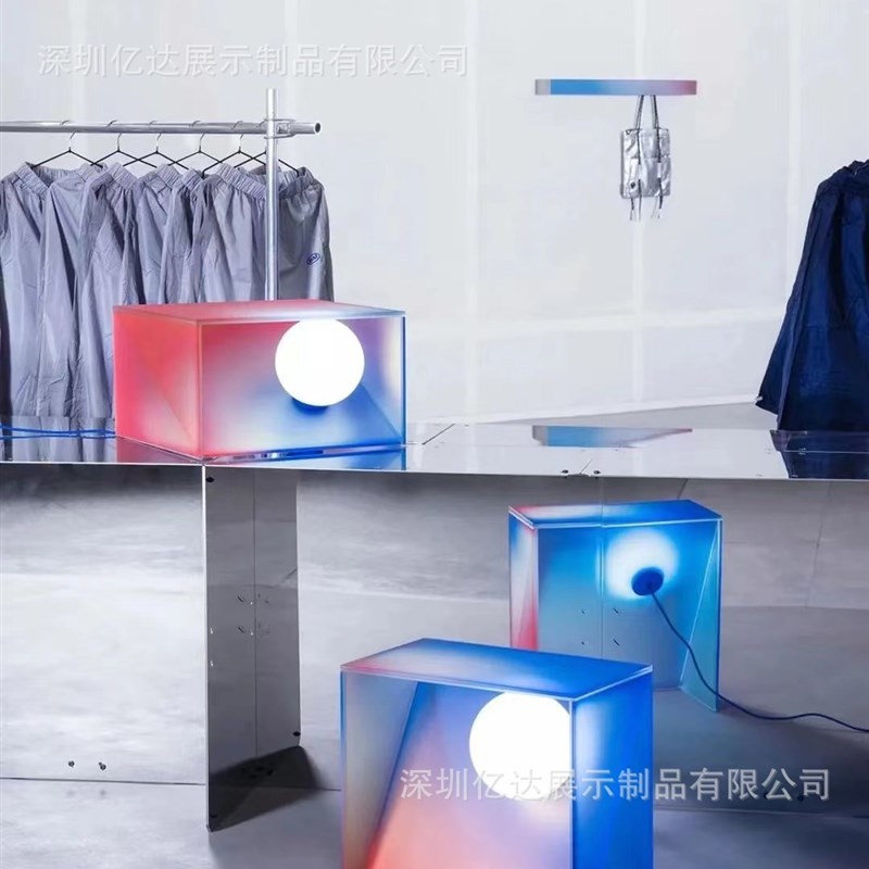 渐变有机玻璃展示柜透明橱窗落地展示柜盒子Uv亚克力染色展示柜