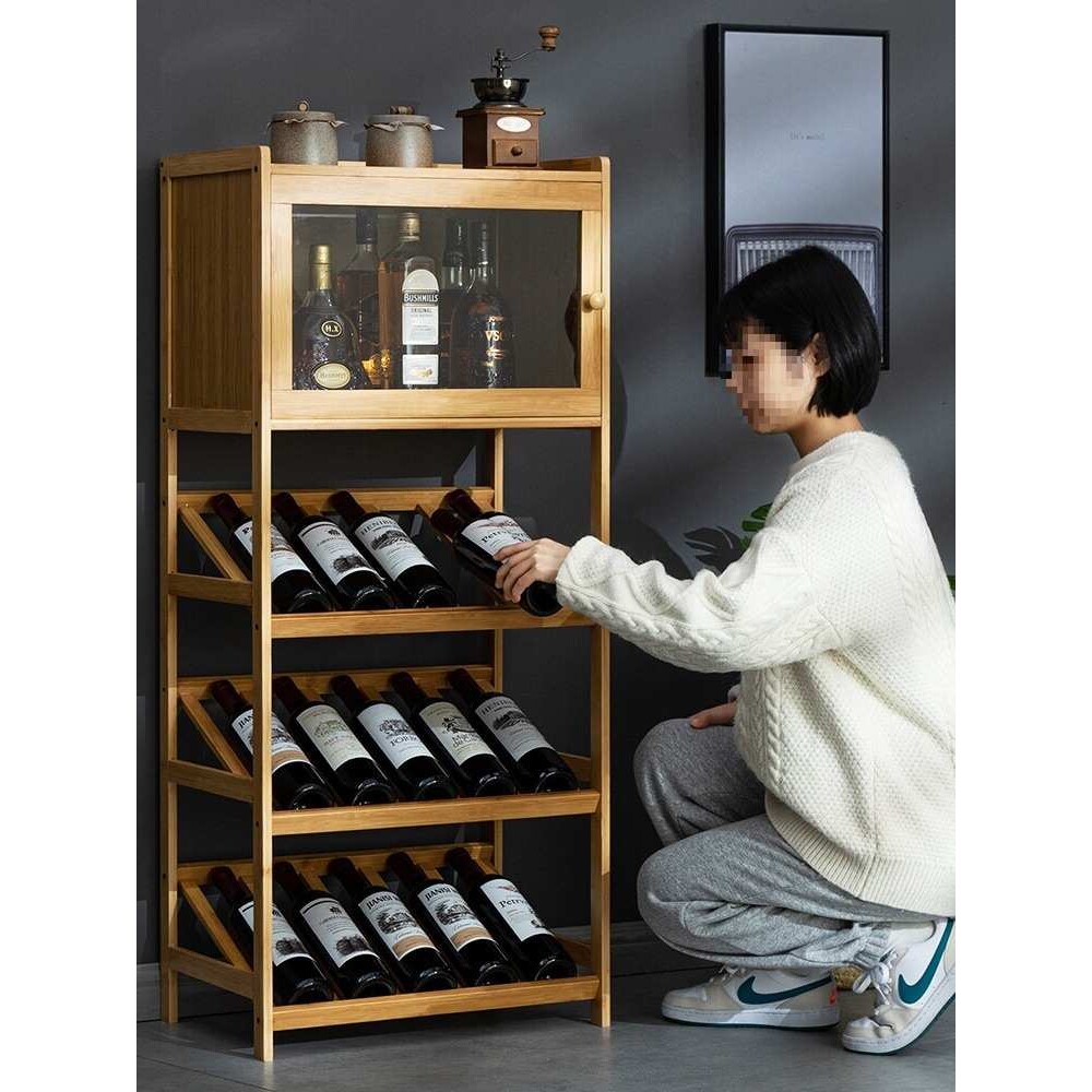 红酒架子置物架家用小酒柜酒格子吧台展示架放酒装饰简易实木靠墙