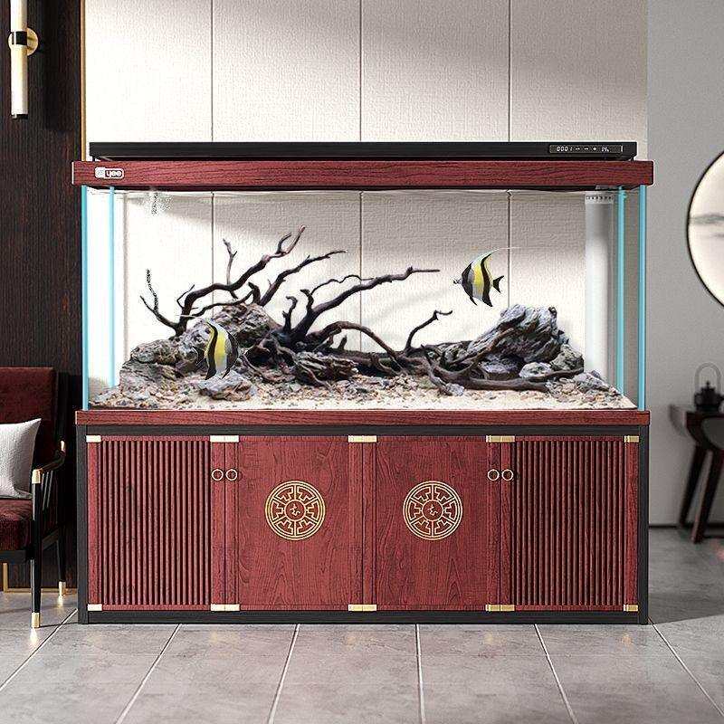 鱼缸客厅大大型超白玻璃水族箱家用落地底滤2米龙鱼缸免换水