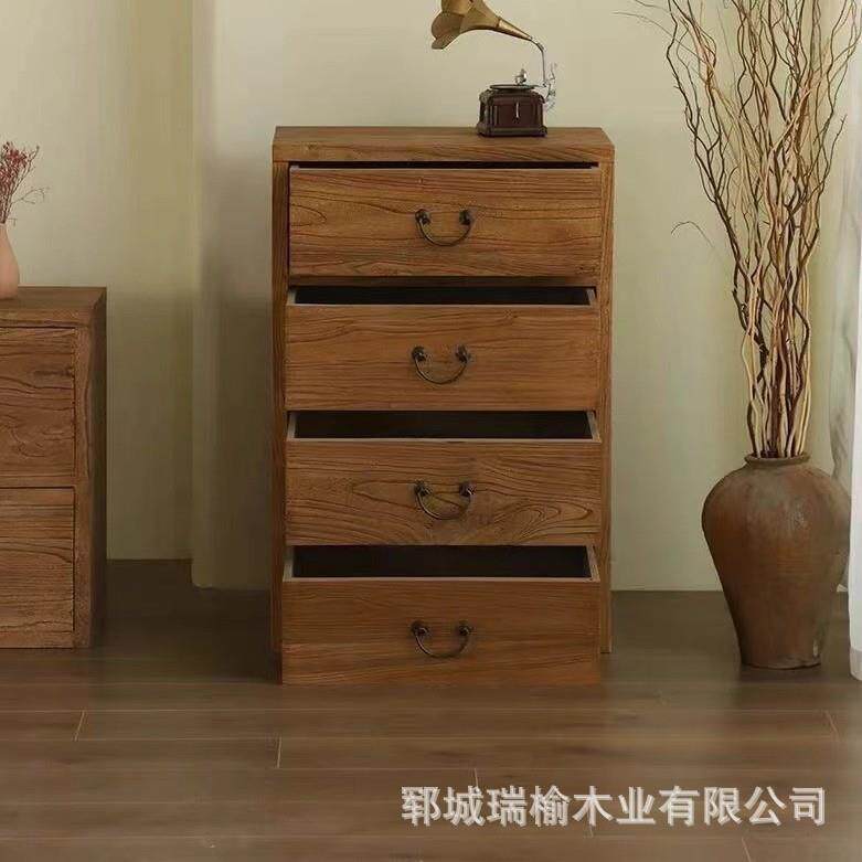 复古老榆木实木斗柜四五八抽屉式中式客厅简易储物柜玄关餐边柜