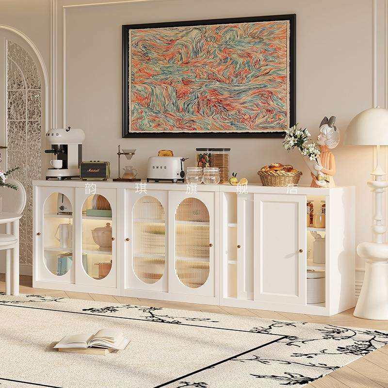 法式简约推拉门餐边柜铁艺客厅边柜阳台收纳置物柜厨房餐具储物柜,电子元器件市场,其它元器件,淘宝优惠券,粉丝福利购,淘宝优惠卷