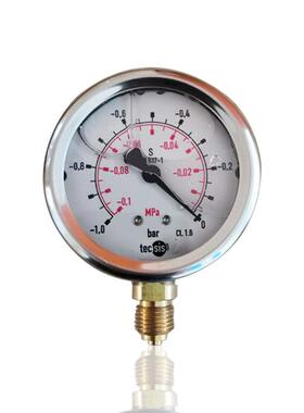 泰科思压力表tecsis不锈钢耐震压力表充油真空表YBN63-0.1~0MPA