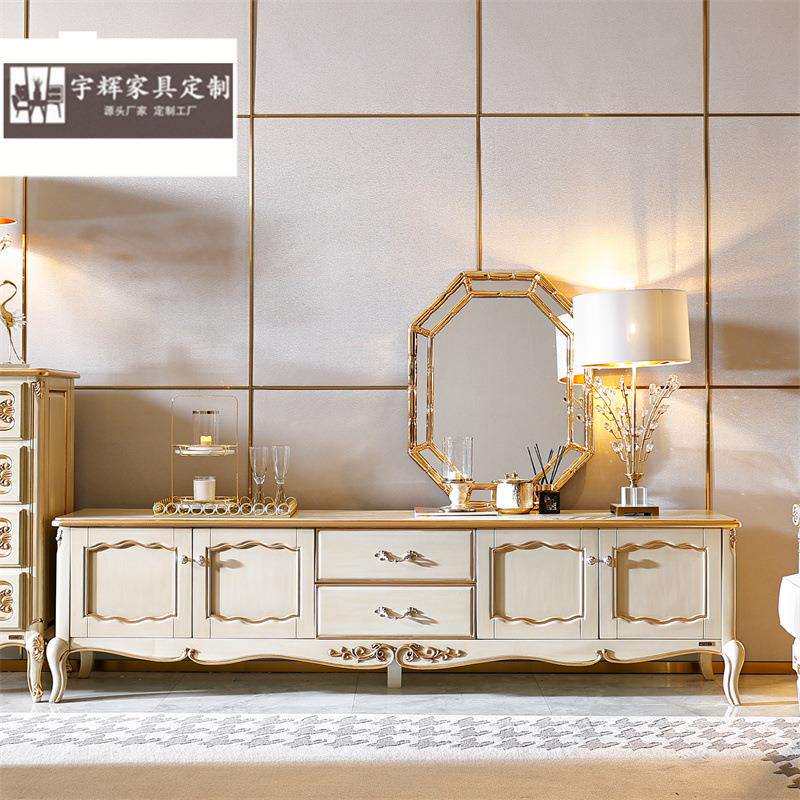 宫廷复古小法式电视柜欧式实木雕刻地柜客厅储物边柜手工描金电视