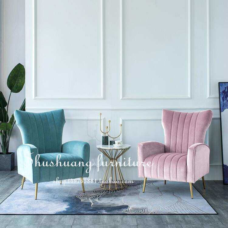 美式轻奢客厅单人沙发椅家用休闲布艺老虎椅北欧简约现代懒人沙发