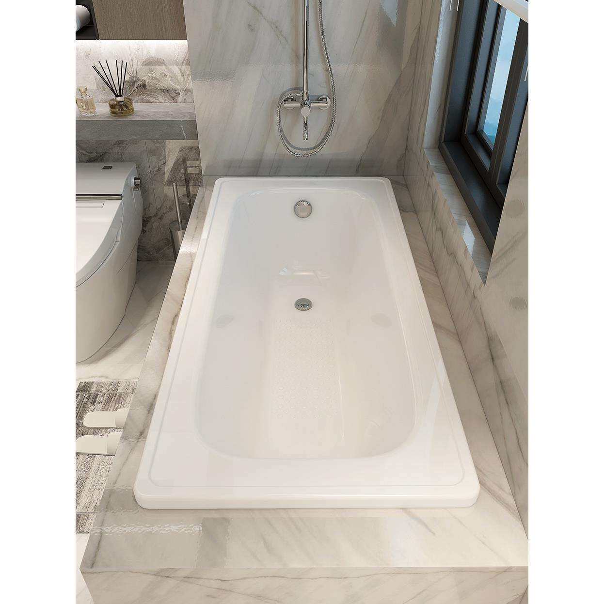 卫生间单人钢板陶瓷搪瓷嵌入式迷你浴缸家用小户型成人1.2m