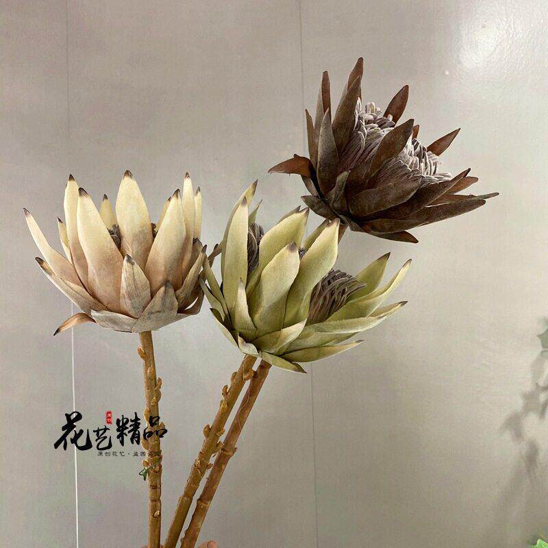 复古油画质感 帝王花公主花南非仿真花装饰花秋色系软装西欧风情