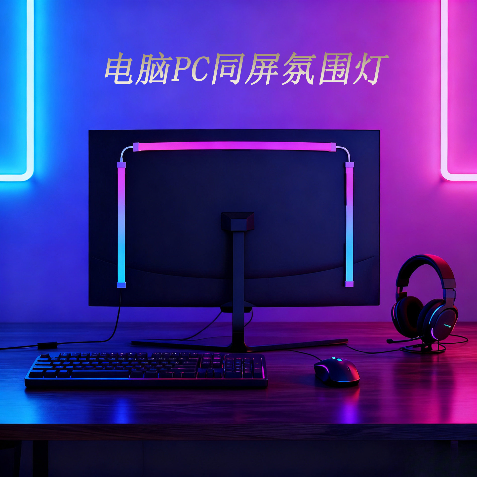 pc流光溢彩电脑同屏灯带背景屏光同步幻彩灯带电脑氛围灯带电竞