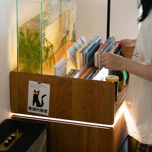 樱桃木里安扫地机器人柜玄关客厅边柜收纳柜云鲸科沃斯石头安置柜