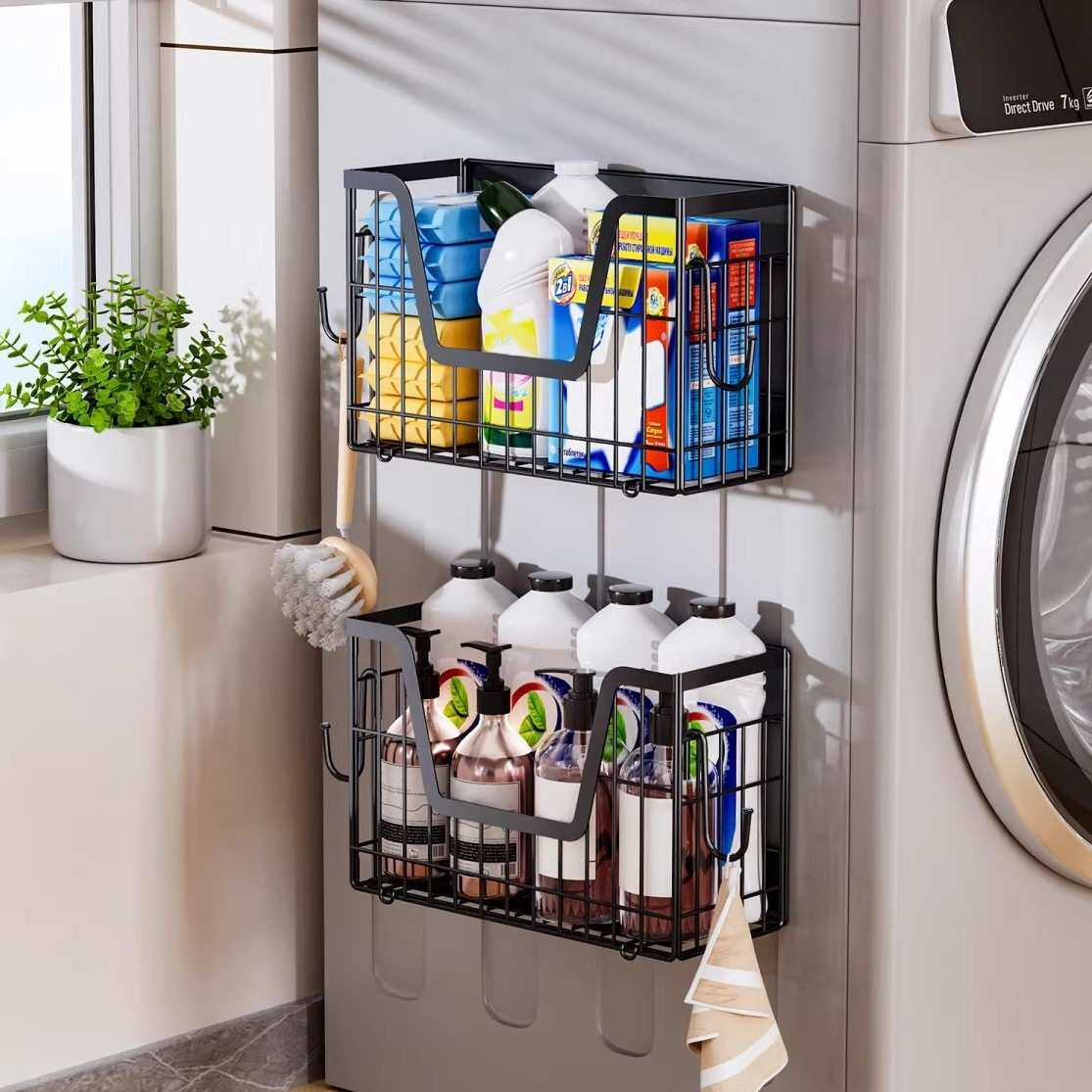 尔沫磁吸冰箱挂架可折叠冰箱侧面保鲜膜调料收纳筐厨房磁贴置物架