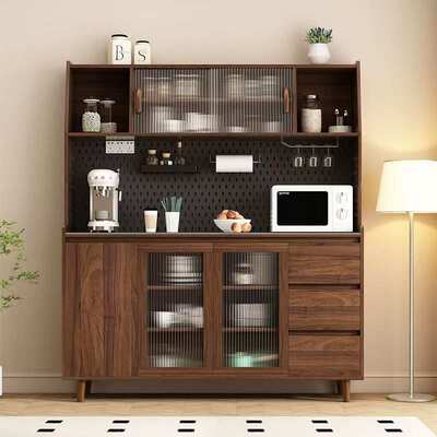 实木餐边柜一体靠墙北欧现代客厅酒柜茶水柜多功能厨房储物收纳柜