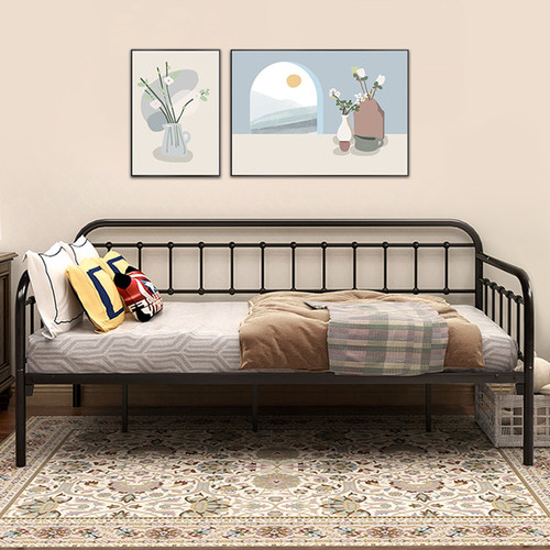 欧式沙发床两用铁艺床单人小户型客厅书房午睡简约多功能铁艺沙发