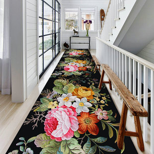 花草3d宾馆走廊地毯过道楼梯进门口地垫家用卧室床边毯满铺可裁剪