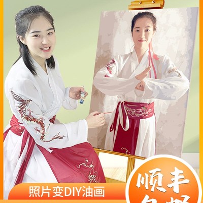数字油画diy照片定制人物定做填色人像自手绘手工减压填充油彩画