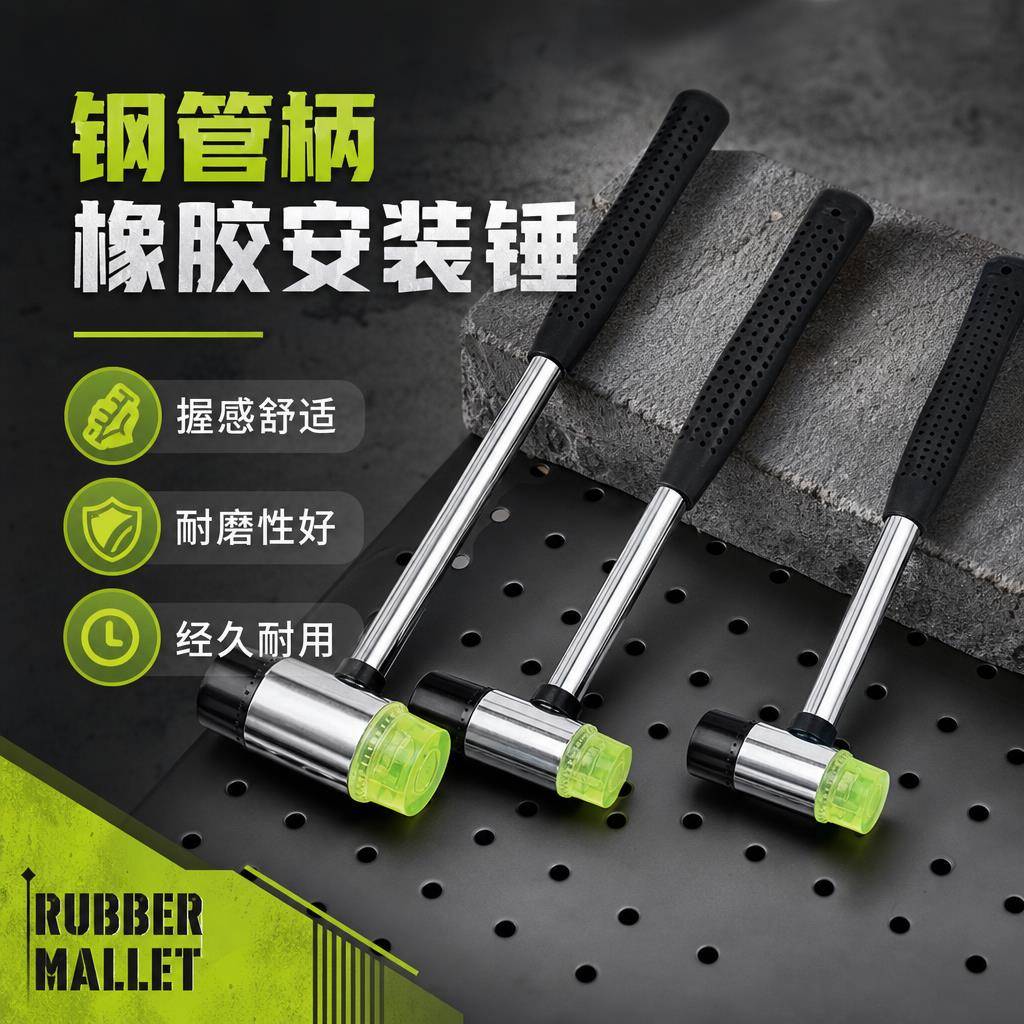装修专用实心橡胶榔头无痕减震胶皮锤铺瓷砖地板家俱安装敲打小锤