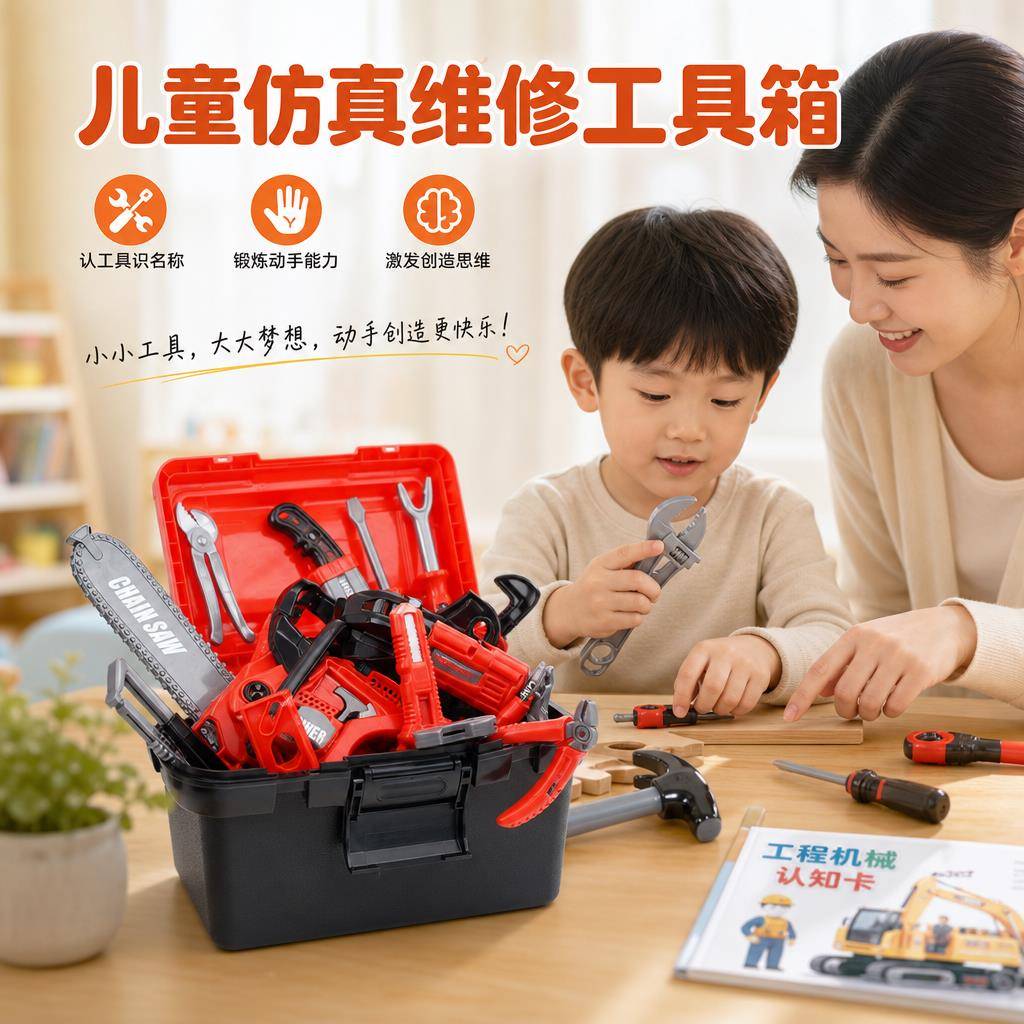儿童工具箱玩具套组男孩彷真维修电钻工具台修理箱宝宝组装拧螺丝