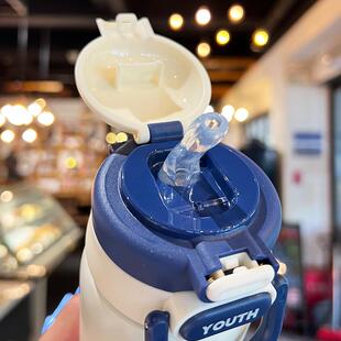 次日达儿保温杯食品级1学6男孩吸3管水杯女小学童生上专用可携式